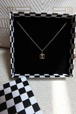 Stone & Strand Diamond Baby Block Initial T 10k Yellow Gold Chain Necklace $550