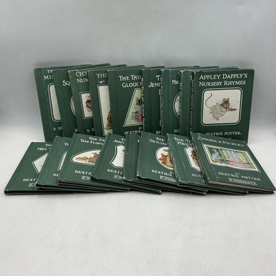 Lot Of 17 The Peter Rabbit Books Beatrix Potter Warne Hardcover Green Vintage