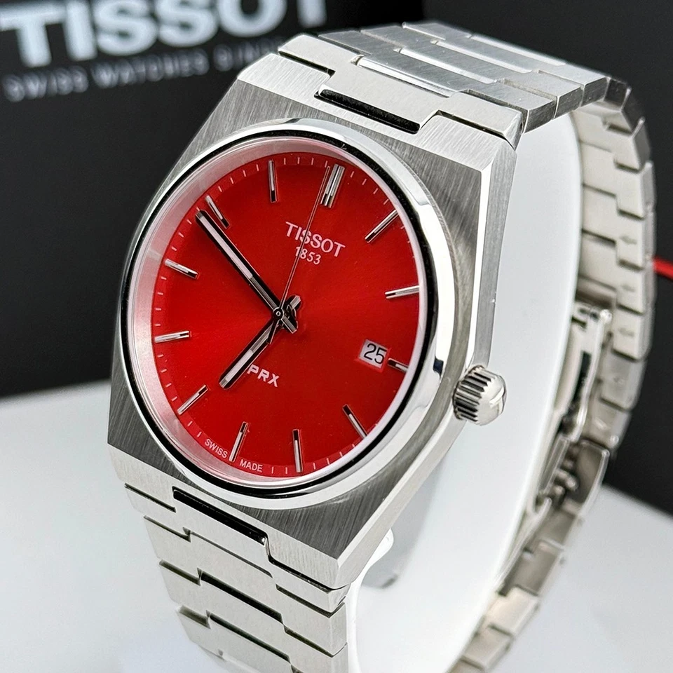 Men's Tissot PRX T137.410.11.421.00 Red Dial Stainless Quartz Watch 40mm - Image 3 of 4