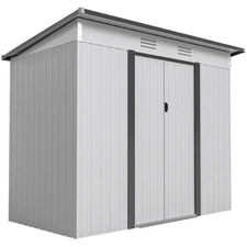 8' x 4' Metal Outdoor Storage Tool Garden Shed w/ 2 Air Vents for Backyard
