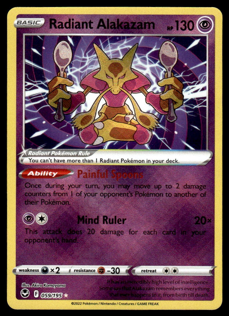 Pokemon TCG SIlver Tempest #059/195 Radiant Alakazam NM