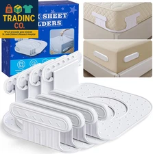 Bed Sheet Holders for Corners: 4Pcs Fitted Sheet Holder with Locks, Sheet Clips 