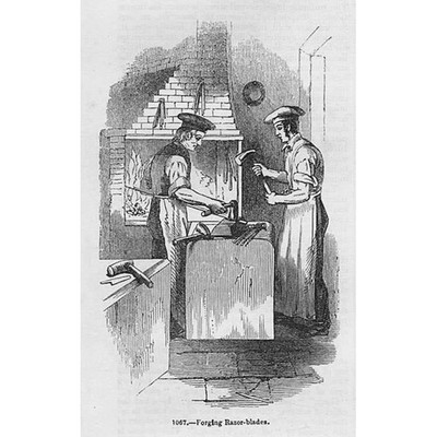INDUSTRIE Schmiede Rasierklingen - Antikdruck 1851
