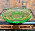 Federal Glass Co Green Uranium Vaseline Glass Saucer Depression 1920-1940 Plate