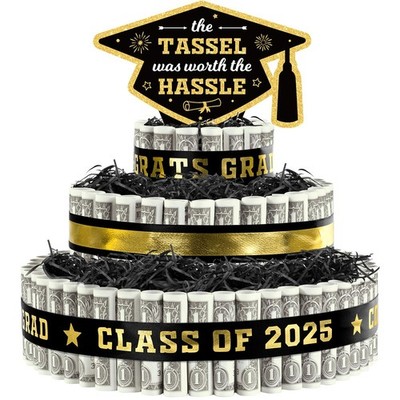 3 Tier Black Gold Graduation Cap Cake Party Decor Gifts Class of 2025