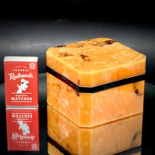 Art Deco Celluloid Bakelite Marbled Butterscotch Octagonal Trinket Box w/ Lid