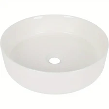 White Ceramic Bathroom Sink 16 Inch round Countertop Sink, Bathroom Wash Basin, 