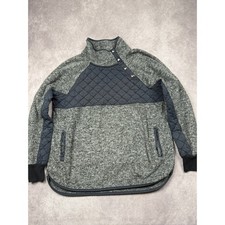 Abercrombie Fitch Quilted Fleece Snap Neck Pullover Sweatshirt Gray Unisex L