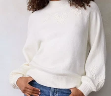 NEW LC Lauren Conrad Lightweight Cream Long Balloon Sleeve Pullover Sweater  Med
