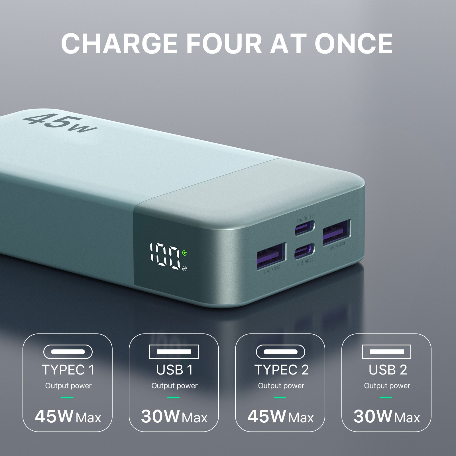 Power Bank 20000mAh 45W Portable Fast Charger External Battery For Laptop Tablet