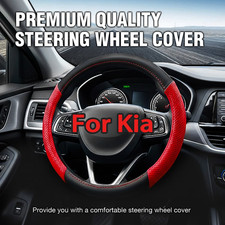 15 Steering Wheel Cover Genuine Leather For Kia Blackred Leather