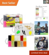 142-Piece Trout Fishing Gear Kit - 120 Grub Lures & Hooks for All Species