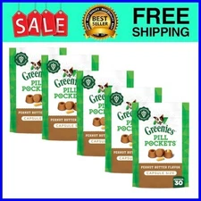 Greenies Pill Pockets for Dogs Peanut Butter Large,Capsule Size Soft 7.9oz,5pack