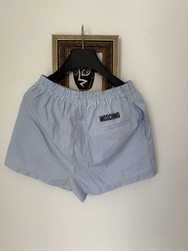 Calzoncillos boxer Moschino Couture a rayas azules y blancas con etiqueta Foto 2 de 4