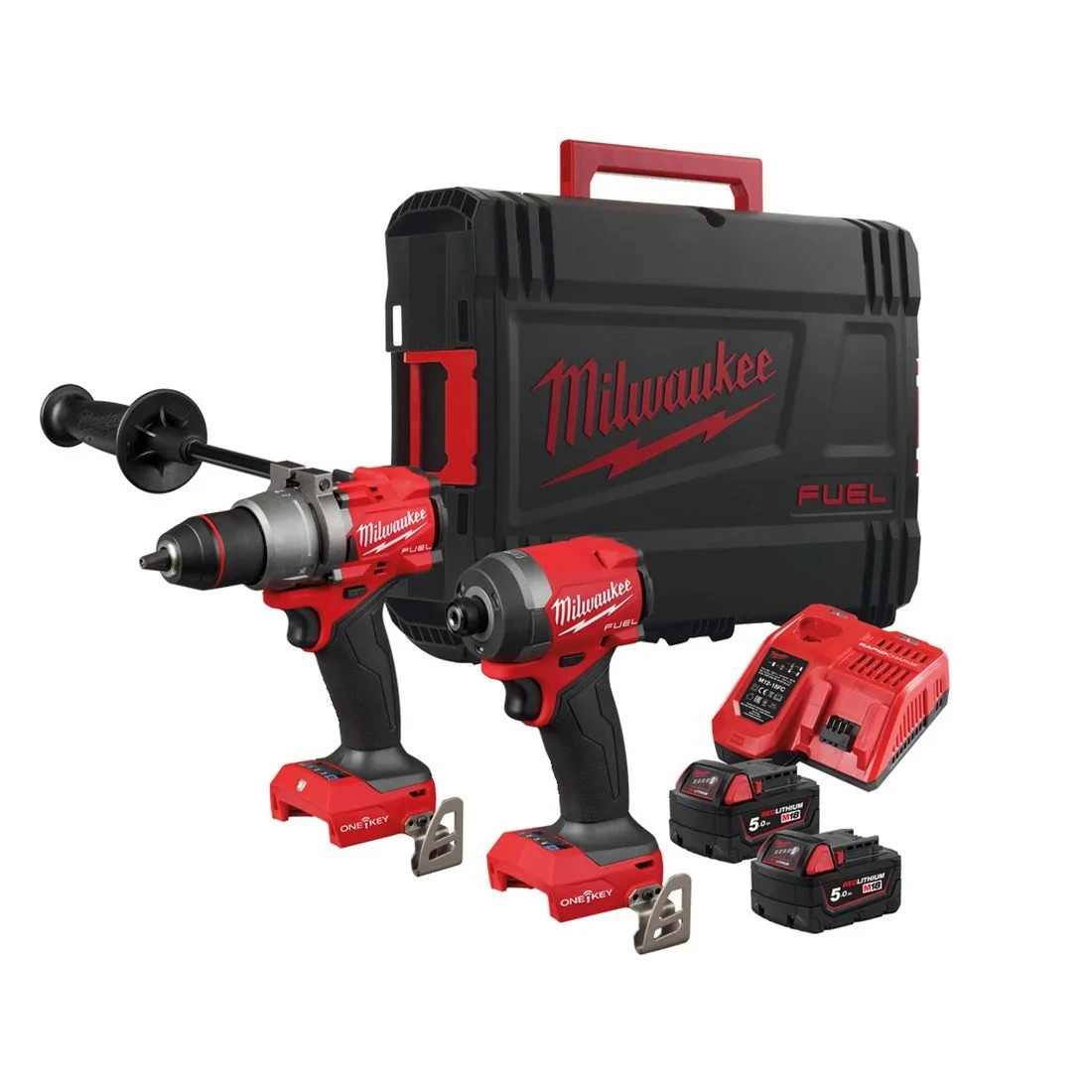 Milwaukee M18 ONEPP2A3 FUEL 18V Twin Pack ONEID3 ONEPD3 2x 5.0Ah Batteries