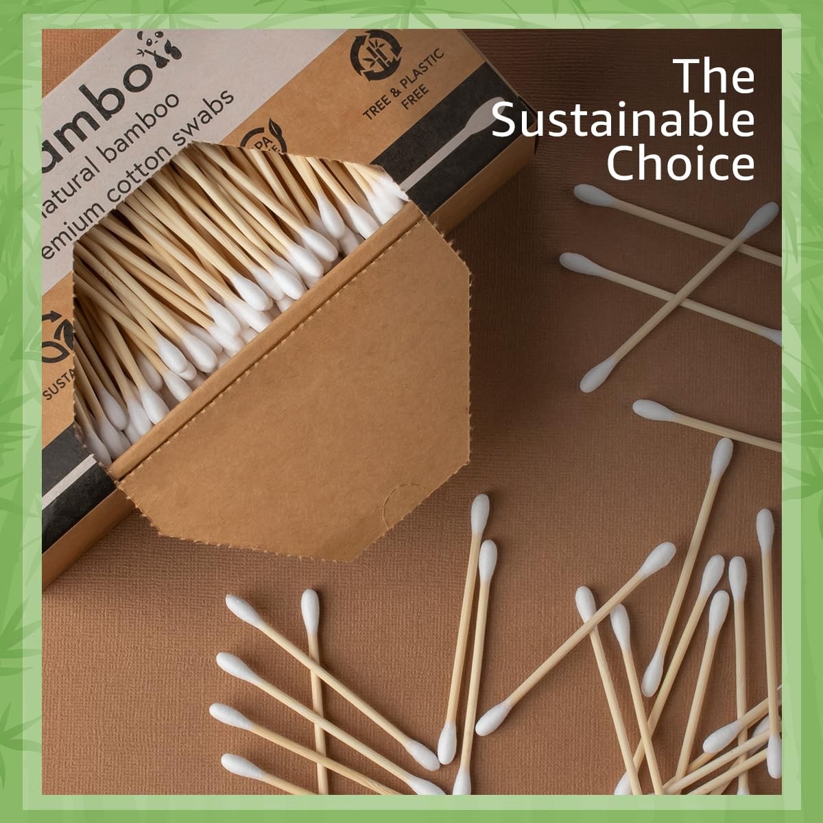 Ibambo 100% Bamboo Cotton Ear Swabs (200-Pack) | Double Tipped Ear Cotton Buds