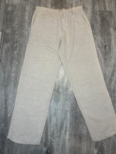 Zara 100% Linen Pants Womens XL Wide Leg Beige Ladies Summer No drawstring