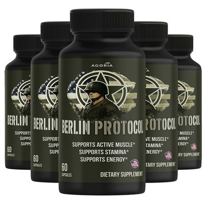 (5 Pack) Berlin Protocol Capsules for Male Performance, Energy & Stamina Pills