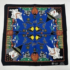 VTG All Cotton Halloween Scarf/Bandana/Handkerchief  22”x 22”  USA by P/Paris