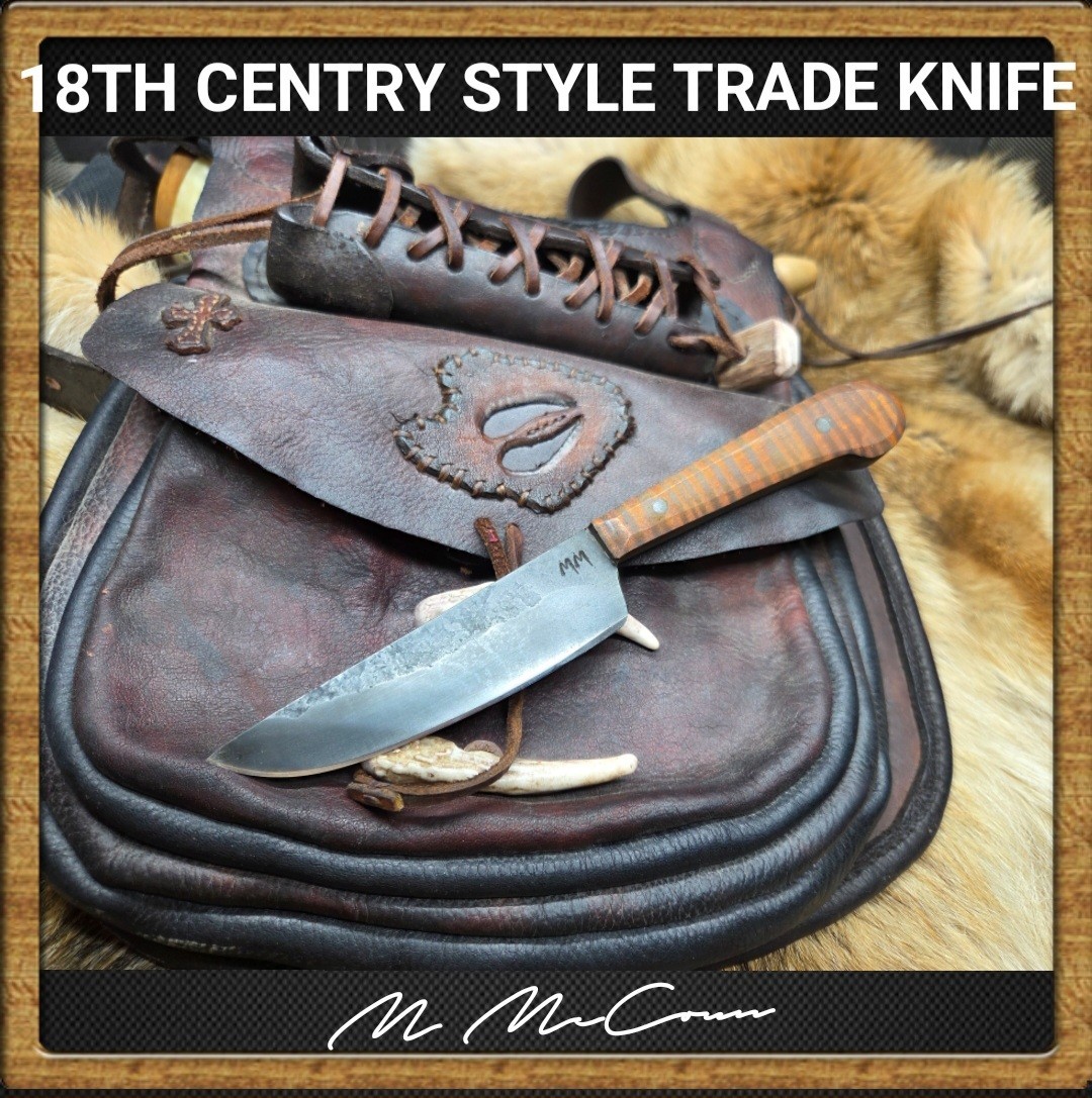 HAND FORGED 18TH CENTRY STYLE TRADE KNIFE BY MARK MCCOUN USA CURLY