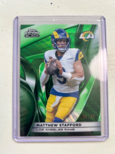 Topps 2025 Chrome Black Matthew Stafford True Green #61 Los Angeles Rams /99