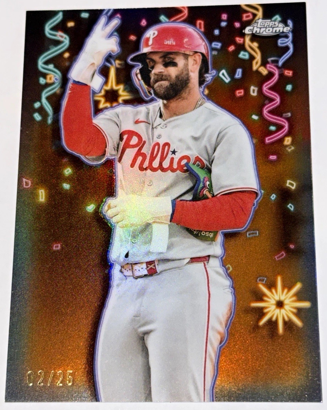 Bryce Harper 2025 Topps Chrome Celebration /25! # CT-8 Phillies # 2/25 Rare