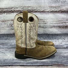 Smoky Mountain Boots Drifter Brown White Leather Square Toe Western, Youth 5