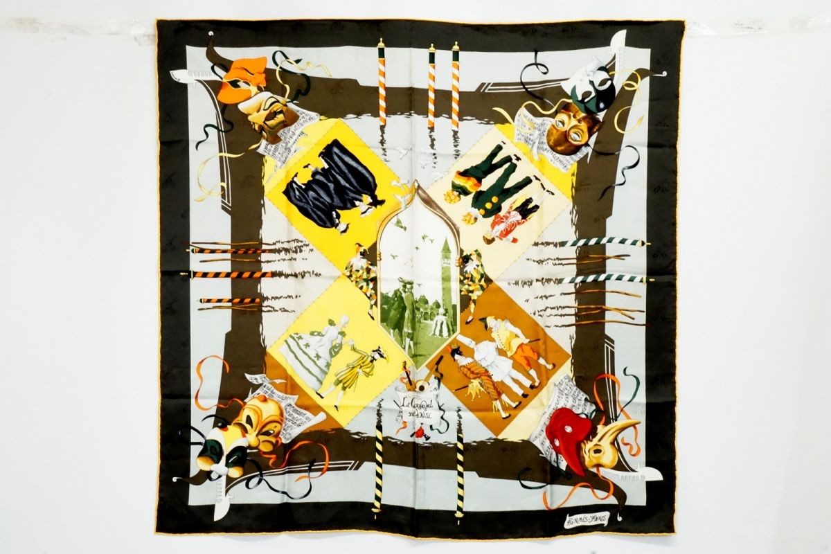 Le carnaval de venise red, black - Hermès Scarf Details | Scarf Sage