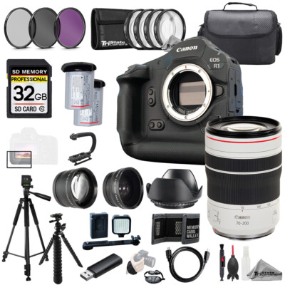Canon EOS R1 + RF 70-200mm f/4L IS USM Lens+32GB+ExtBat+9PCFltr-MEGAKit