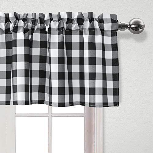 3 Piece Semi Sheer Kitchen Curtains - Light 52"x18" 1P|26"x36" 2P Black - Picture 7 of 7