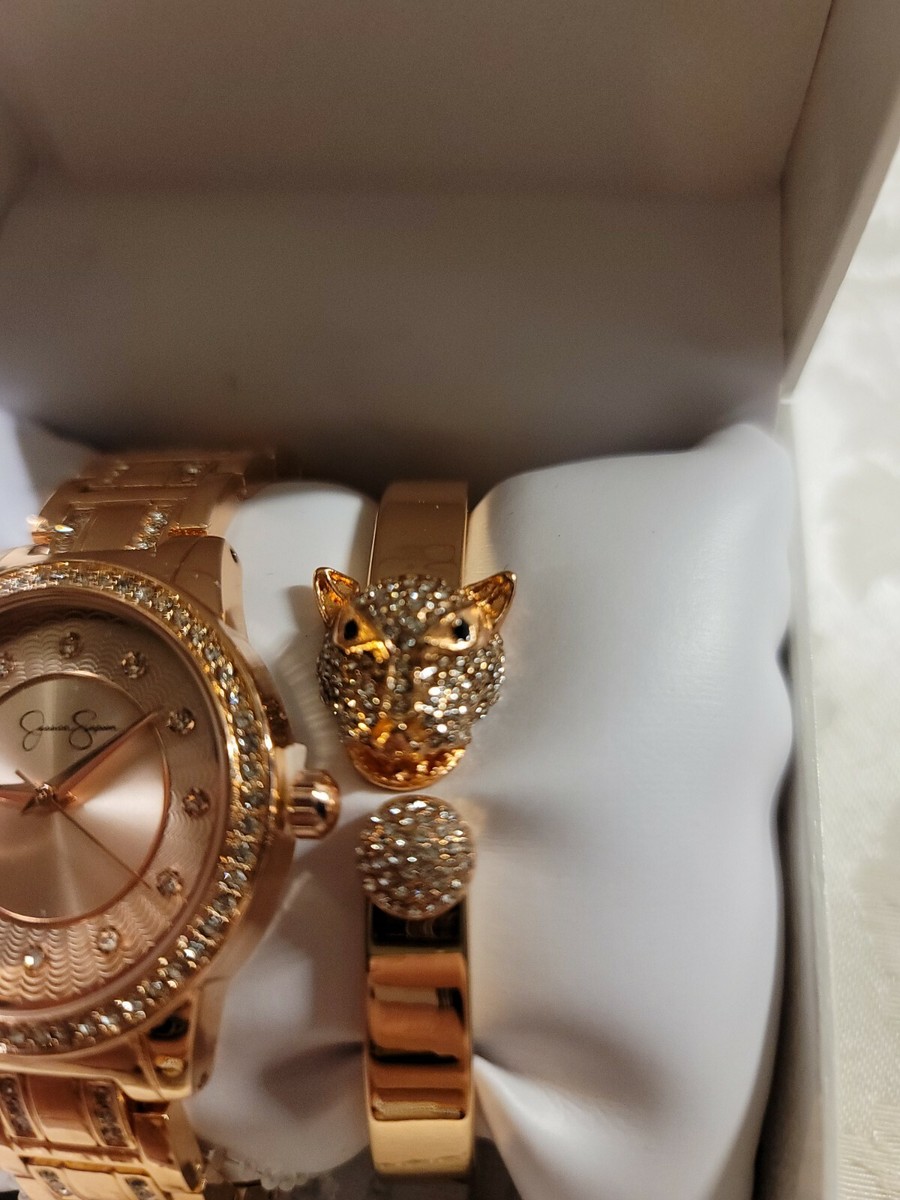 Jessica Simpson Rose Gold Watch And Animal Bracelet Bling  display picture 3