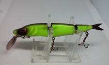 Vintage Butch Lindle Pike Lett Jointed Chartreuse/Bl 4 1/2" Jerkbait Fishin Lure