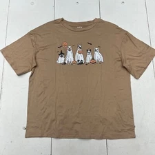 Shein Brown Short Sleeve Dog Halloween Front Graphic Funny Womens Size Medium