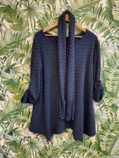 Roman blue and black patterned top with matching scarf size M