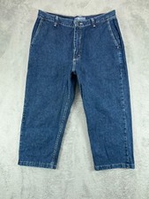 Womens Jeans 14 Cropped VTG Wrangler High Waist Rise Blue Denim Dark Wash 33x22