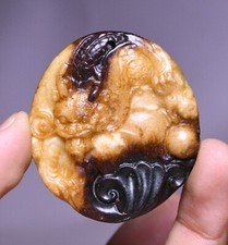 5CM China Hongshan Culture Hetian Old Jade Fengshui Dragon Beast Amulet Pendant
