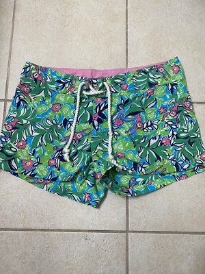 Lilly Pulitzer Womens Swim Shorts Monkey Atlantic Blu Jungle Gym Size Small