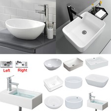 Sink Basin Ceramic Modern Bathroom Vanity Basin Counter Top/Wall Hung Corner UK