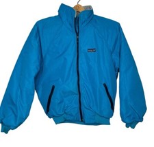 Vtg PATAGONIA Fleece Lined Winter Ski Bomber Jacket Full Zip Blue Youth 11/12