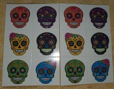 Lot of 12 sugar skull temporary tattoos party favor goody bags