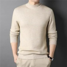 Men's fashion Cashmere Sweater Mock Neck Sweaters Knit for Male Men Knitwear Sz