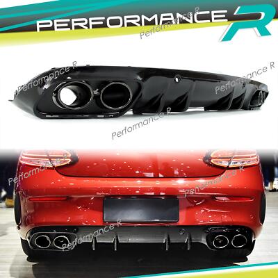 Heckdiffusor + Auspuff für Mercedes C205 Coupe A205 AMG Line C180 C200 C220d C43