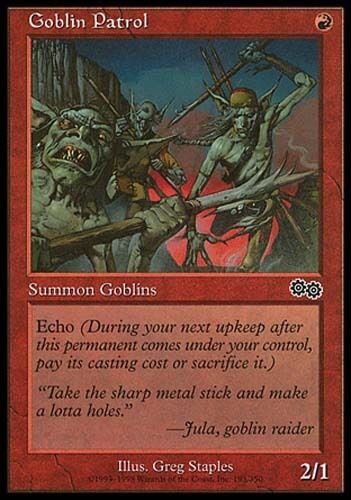 4 tarjetas de tarjeta comunes 4 x4 rojo mágico rojo mágico de Goblin Patrol Urza Saga MtG - Imagen 1 de 1