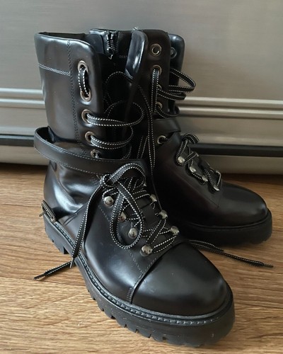Hi Leather Combat Boots 37.5 | eBay