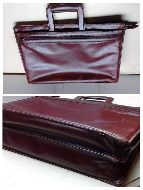 Yamani Leather Briefcase Red Computer Document Laptop Notebook Carrier Bag