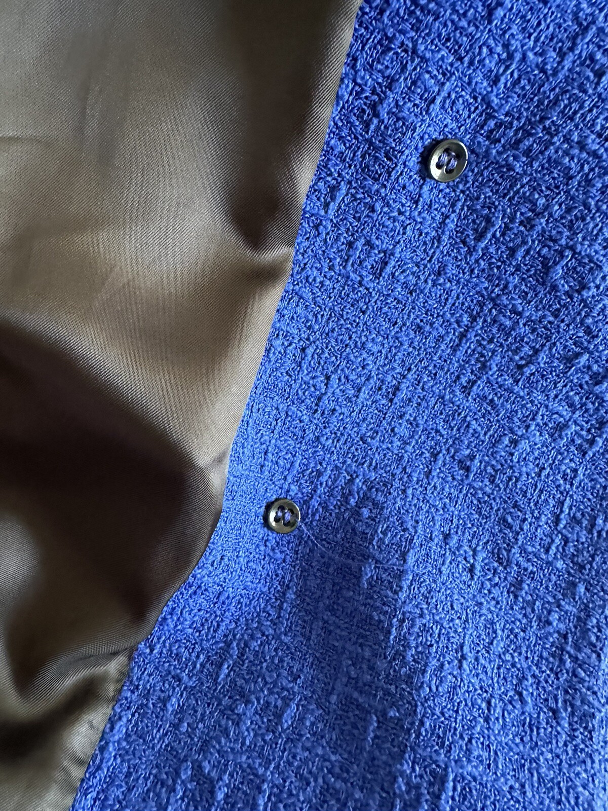 ZARA Blazer Dress Jacket Coat Textured Double Breast Blue Gold Buttons NEW image 8