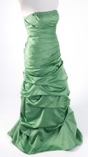 Green David's Bridal Satin Evening Ball Gown Formal Dress sz 8 F14926 Bridesmaid