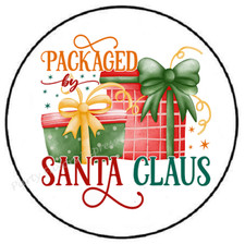 PACKAGED BY SANTA CLAUS CHRISTMAS ENVELOPE SEALS LABELS STICKERS PARTY FAVORS