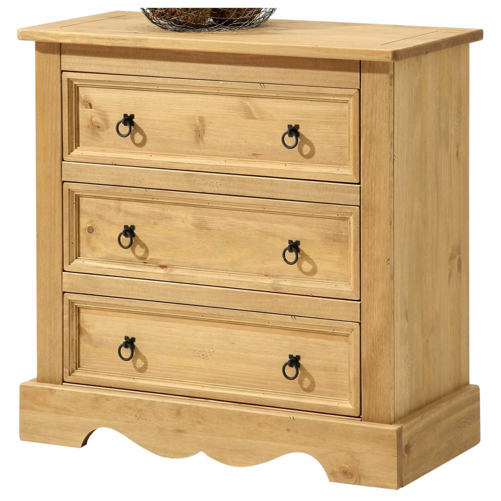 Commode buffet style mexicain en pin massif 3 tiroirs pour petite chambre