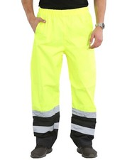Image of Hi Viz Vis Rain Over Waterproof Trouser Hi Visibility Safety Work Bottoms Pants
